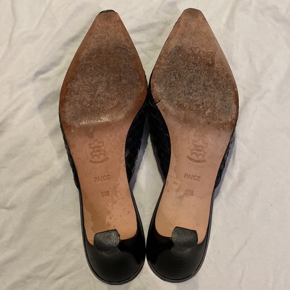 Brighton Black Leather Paige Mule Slide Kitten Heels - Picture 8 of 13